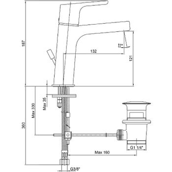 Смеситель для раковины E.C.A. Luna 102108947EX Хром — фото 2, Смесители для раковины