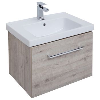 Тумба BIG INN, 65 см, подвесная, 1 ящик + выдвижной внутренний ящик, дуб кантри — фото 4, Тумбы под раковину