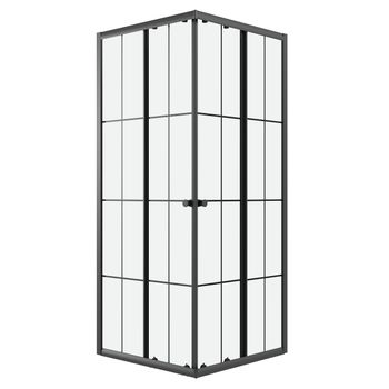 Душевое ограждение Niagara Eco NG-1009-14QKL (90х90х190) квадрат,раздвижное,черный,стекло клетка,1 м — фото 3, Квадратные душевые уголки