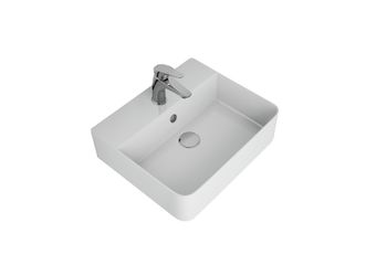 ДЖОЙ 3, накладной умывальник для установки на столешнице, керамический, пристенный, с полкой для сме — фото 4, Раковины накладные