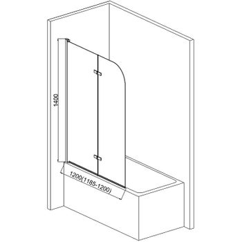 Шторка на ванну AQUAme 120 AQM2852B профиль Хром стекло прозрачное — фото 3, Шторки для ванной распашные