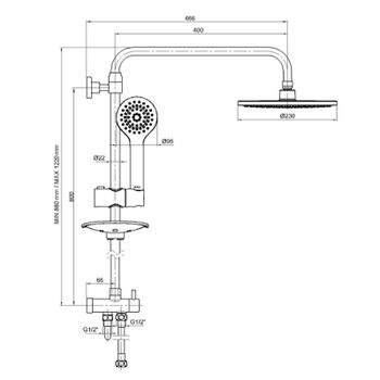 Душевая система E.C.A. Luna 102158032EX Хром — фото 2, Душевые стойки