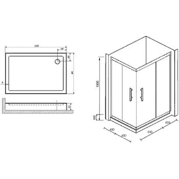 Душевой уголок Parly 120х80 ZQ121G профиль Хром стекло тонированное — фото 3, Прямоугольные душевые уголки