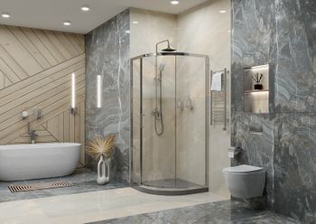 Душевой уголок Ambassador Kingston 100х100 14011113 профиль Хром стекло прозрачное — фото 3, Душевые уголки четверть круга