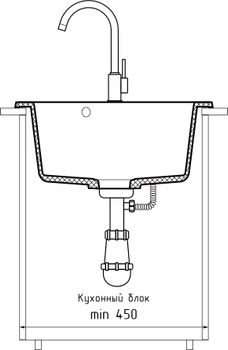 GRANFEST Мойка RONDO 510 1-чаша D-508мм графит арт.GF- — фото 4, Кухонные мойки