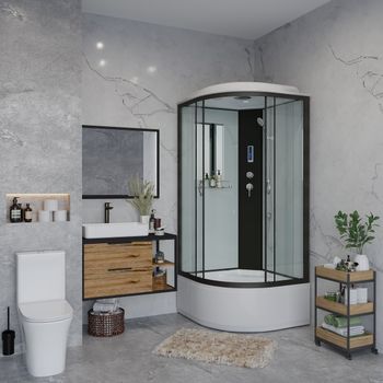 Душевая кабина Niagara Classic NG-6708-14P (90х90х215) высокий поддон(40см),черный,стекло прозрачное — фото 3, Душевые кабины