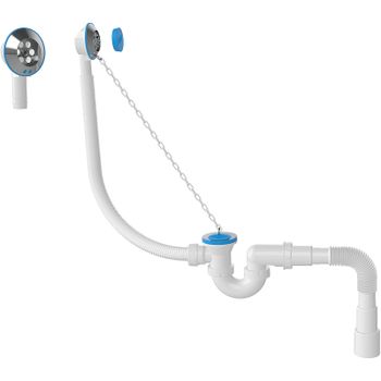 Слив-перелив Nova 1520 с пробкой на цепочке Хром — фото 1, Сливы-переливы