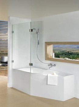 Шторка на ванну Riho VZ Scandic NXT X500 Space Saver 91 L G001171120 (GX00642C1) профиль Хром стекло — фото 1, Шторки для ванной распашные