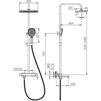 Душевая система Raglo R30.24.03 Золото матовое — фото 2, Душевые стойки