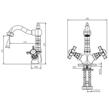 Смеситель для раковины Caprigo Bristol 21-526-vot Бронза — фото 2, Смесители для раковины