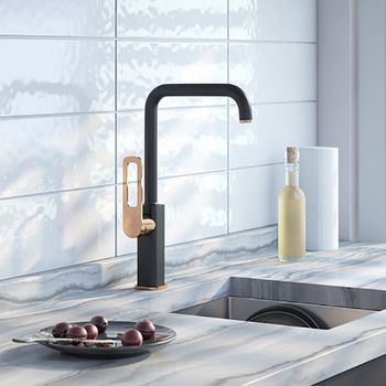 Смеситель для кухни Iddis Slide SLIBG00i05 Черный Розовое золото — фото 2, Смесители для кухни