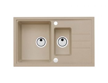 Мойка для кухни INTERMEZZO 70 GRANITAL ARCTIC-G11 780X480X200;1+1/2 в ком.с сифоном 1117293, — фото 1, Кухонные мойки