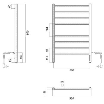 Электрический полотенцесушитель Domoterm Квадро DMT Квадро П8 500x800 EK R Черный матовый — фото 2, Электрические полотенцесушители