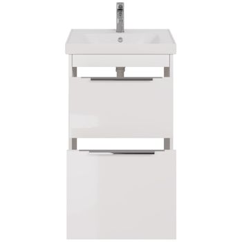 Тумба PRIME, 60 см, подвесная/напольная, 2 ящика, белый глянец — фото 6, Тумбы под раковину