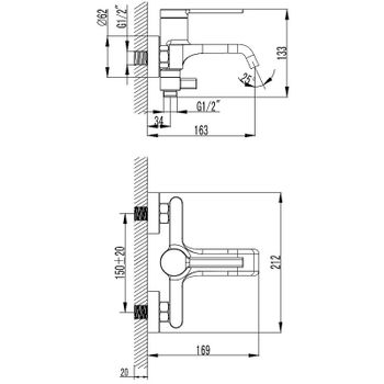 Смеситель для ванны AQUAme Asti AQM6412BG Шлифованное золото — фото 3, Смеситель для ванны