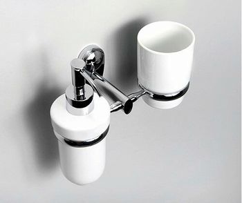 Аксесс Main K-9289C Держатель стакана и дозатора (блистер), КЕРАМИКА, хром, WasserKRAFT — фото 2, Дозаторы