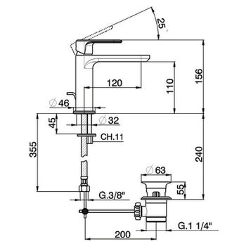 Смеситель для раковины Cisal LineaViva LV00051021 Хром — фото 2, Смесители для раковины