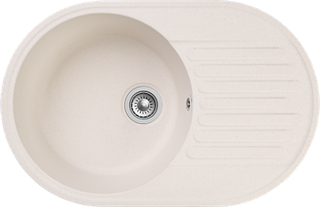 GRANFEST Мойка QUARZ 18 1-чаша+крыло 740*480мм белый арт.GF-Z- — фото 1, Кухонные мойки