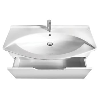 Тумба LAGUNA, 85 см, подвесная, 1 ящик, белый глянец — фото 2, Тумбы под раковину