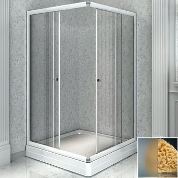 Душевой уголок Radomir 100x110 L 1-03-1-1-0-1231 с поддоном профиль Белый стекло матовое — фото 1, Прямоугольные душевые уголки