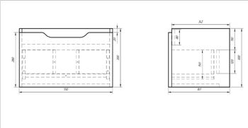 Тумба TINY, 60 см, подвесная, 1 ящик, белый глянец — фото 6, Тумбы под раковину