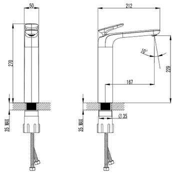 Смеситель для раковины AQUAme Como AQM6514MB Черный матовый — фото 2, Смесители для раковины