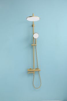 Душевая система Raglo R20.26.03 с термостатом Золото матовое — фото 33, Душевые стойки