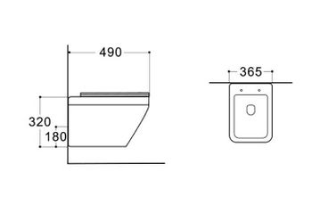 Унитаз подвесной безободковый Aquatek ЛИРА AQ1155-00, 490*365*320 мм, горизонтальный выпуск, тонкое  — фото 2, Подвесные унитазы
