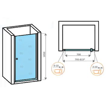 Душевая дверь в нишу Parly 80 DE80B профиль Черный стекло прозрачное — фото 2, Распашные душевые двери