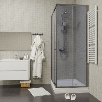 Душевой уголок Parly QZ71S 100х195 7262 профиль Хром стекло тонированное — фото 2, Прямоугольные душевые уголки