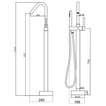 Смеситель для ванны Bond Circle B05-4900 Хром — фото 2, Смесители напольные