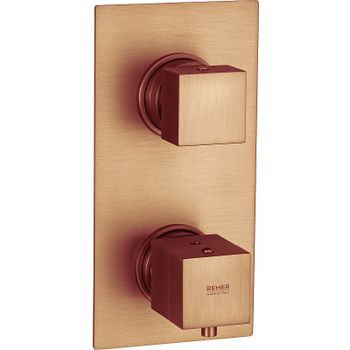 Смеситель для душа Remer Qubica Thermo QT92KBVO с термостатом Бронза — фото 1, Смеситель для душа