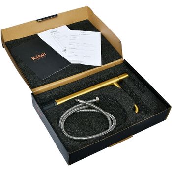 Смеситель для раковины Raiber Graceful RPG-002 Золото матовое — фото 6, Смесители для раковины