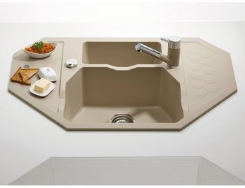 Мойка для кухни SENSUAL 60 GRANITAL+ CHOCOLATE-G03M 900x610x200;1+1/2 с сифоном 1104729, — фото 1, Кухонные мойки