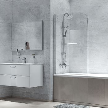 Шторка на ванну Iddis Ray 80х140 RAY6CS8i90 профиль Хром стекло прозрачное — фото 1, Шторки для ванной распашные