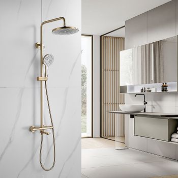 Душевая система Rose R39G R3936G Золото матовое — фото 17, Душевые стойки