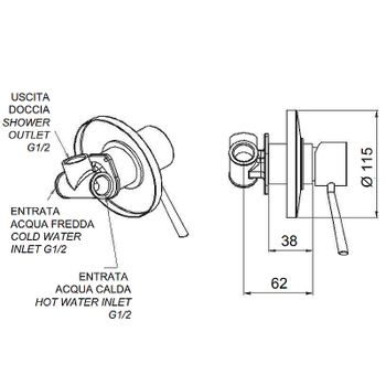 Смеситель для душа Remer Minimal N30L Хром — фото 2, Смеситель для душа