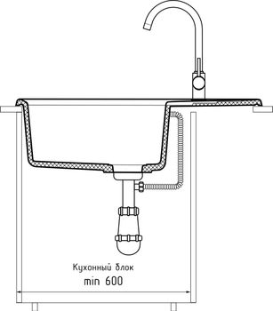 GRANFEST Мойка LEVEL 760L 1-чаша+крыло 760*500 иней арт.GF- — фото 4, Кухонные мойки