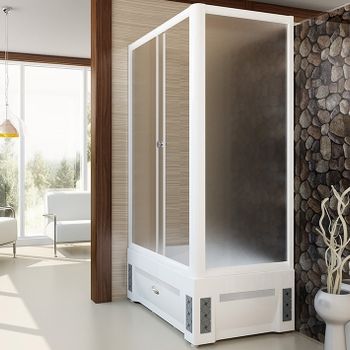 Душевой уголок Radomir Верчелли 119x81 L 1-03-1-1-0-0131 с поддоном профиль Белый стекло матовое — фото 1, Прямоугольные душевые уголки