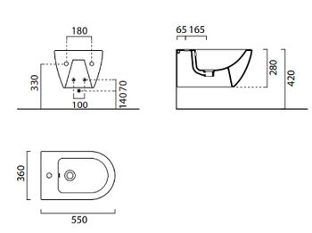Биде GSI Pura 8865111 подвесное Белое глянцевое — фото 3, Биде подвесные