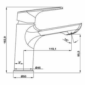 Смеситель для раковины Swedbe Venado 1610 Хром — фото 4, Смесители для раковины