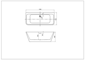 Ванна акриловая, пристенная, AQUATEK AQ-113775WT ЭЛЕГИЯ 1700 * 750 * 580 , В комплекте со сливом и н — фото 2, Акриловые ванны