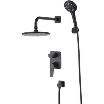 Душевая система Lemark Bronx LM3729BL Черная — фото 1, Встраиваемые душевые комплекты