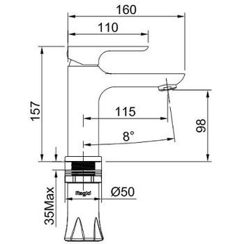Смеситель для раковины Raglo R03.10.03 Золото матовое — фото 2, Смесители для раковины
