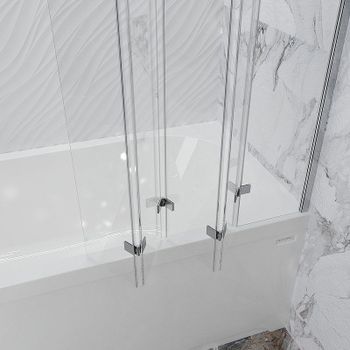 Шторка на ванну Radomir Смайл 116x140 1-08-2-0-0-199 профиль Хром стекло прозрачное — фото 3, Складные шторки для ванной