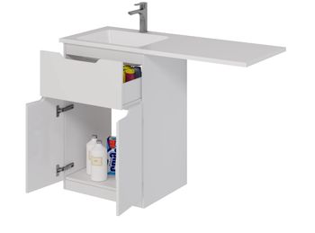 Тумба Vega, 60 см, напольная, 1 ящик, 2 дверцы, белый глянец — фото 6, Тумбы под раковину