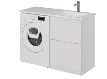 Тумба Bona, 60 см, напольная, 2 ящика, белый глянец — фото 8, Тумбы под раковину