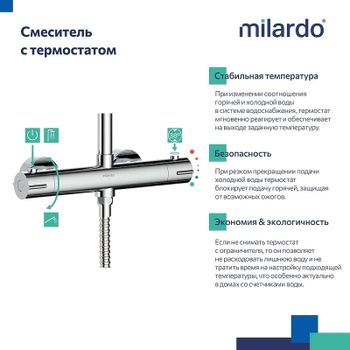 Душевая система Milardo Ideal Spa ILSSBTHM89 с термостатом Хром — фото 11, Душевые стойки