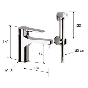 Смеситель для раковины Remer Winner W10SHW с гигиеническим душем Хром — фото 3, Смесители для раковины