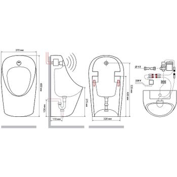 Писсуар Laguraty Sensor 310 подвесной Белый — фото 3, Писсуары